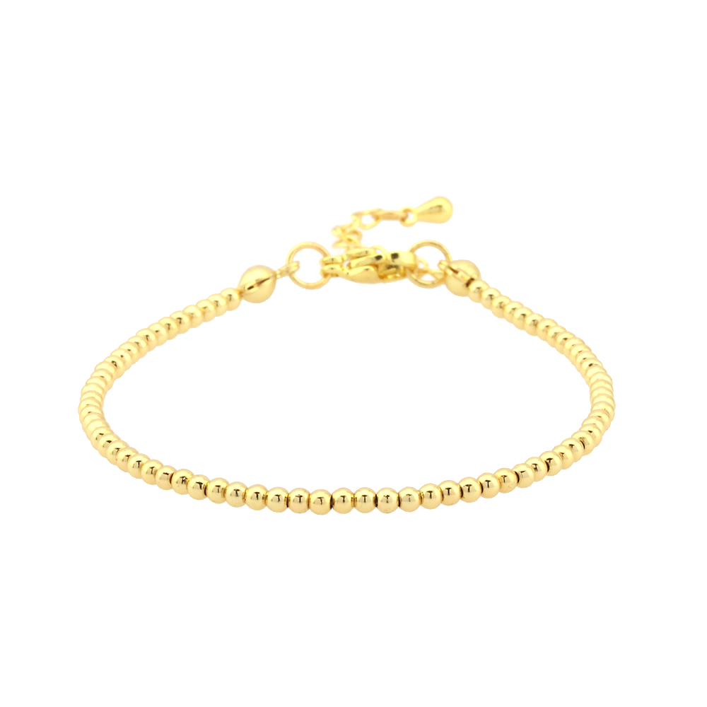 Hip-hop Vintage Style Round Copper Beaded Plating 18k Gold Plated Bracelets display picture 3