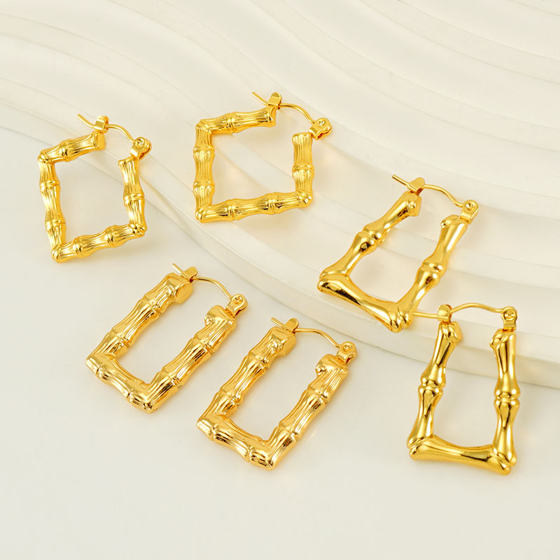 1 Pair Elegant Square Polishing Plating 304 Stainless Steel Titanium Steel 18K Gold Plated Earrings display picture 1