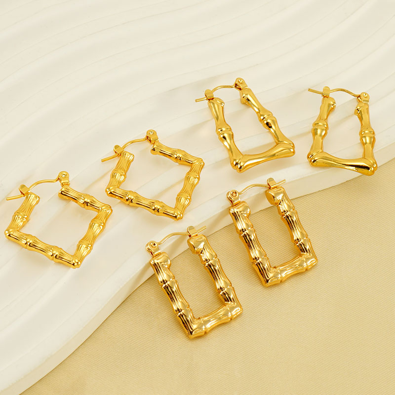 1 Pair Elegant Square Polishing Plating 304 Stainless Steel Titanium Steel 18K Gold Plated Earrings display picture 2