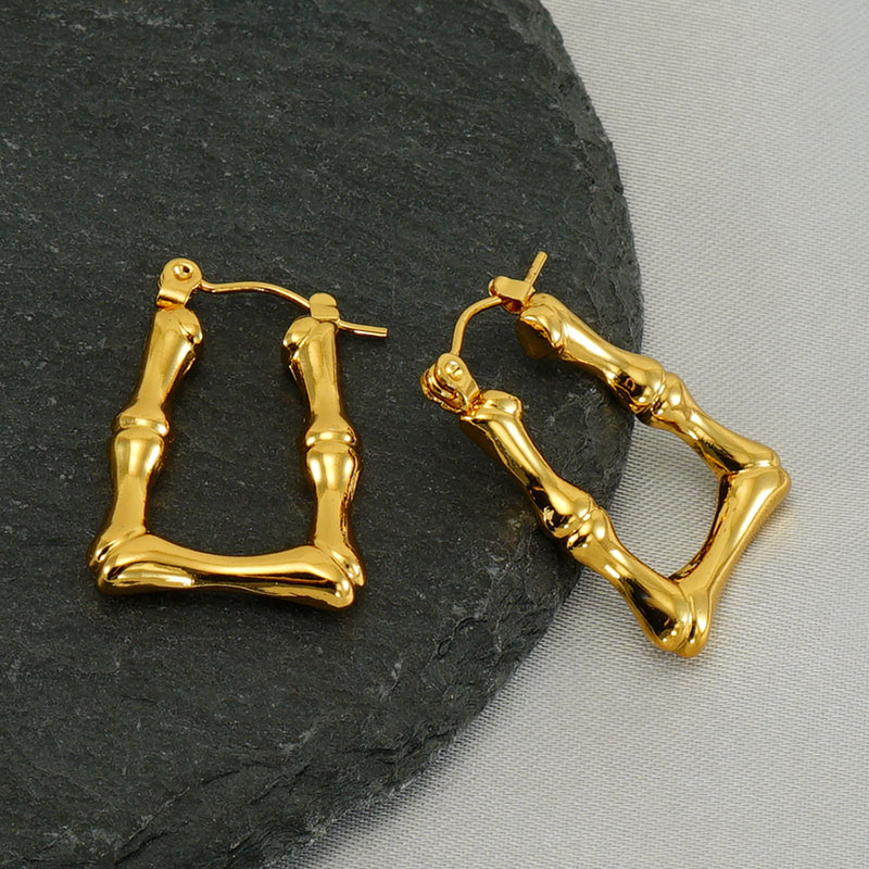 1 Pair Elegant Square Polishing Plating 304 Stainless Steel Titanium Steel 18K Gold Plated Earrings display picture 4