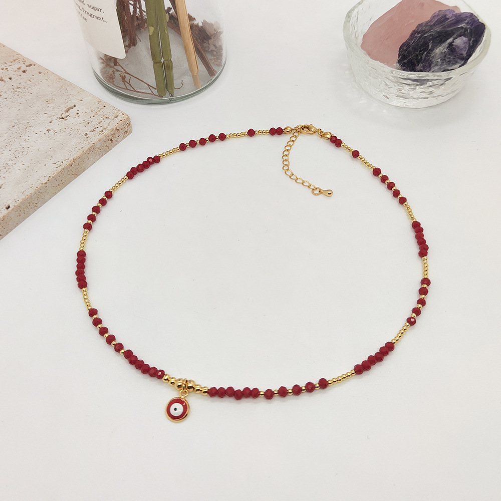 Simple Style Round Glass Beaded Women's Necklace display picture 6