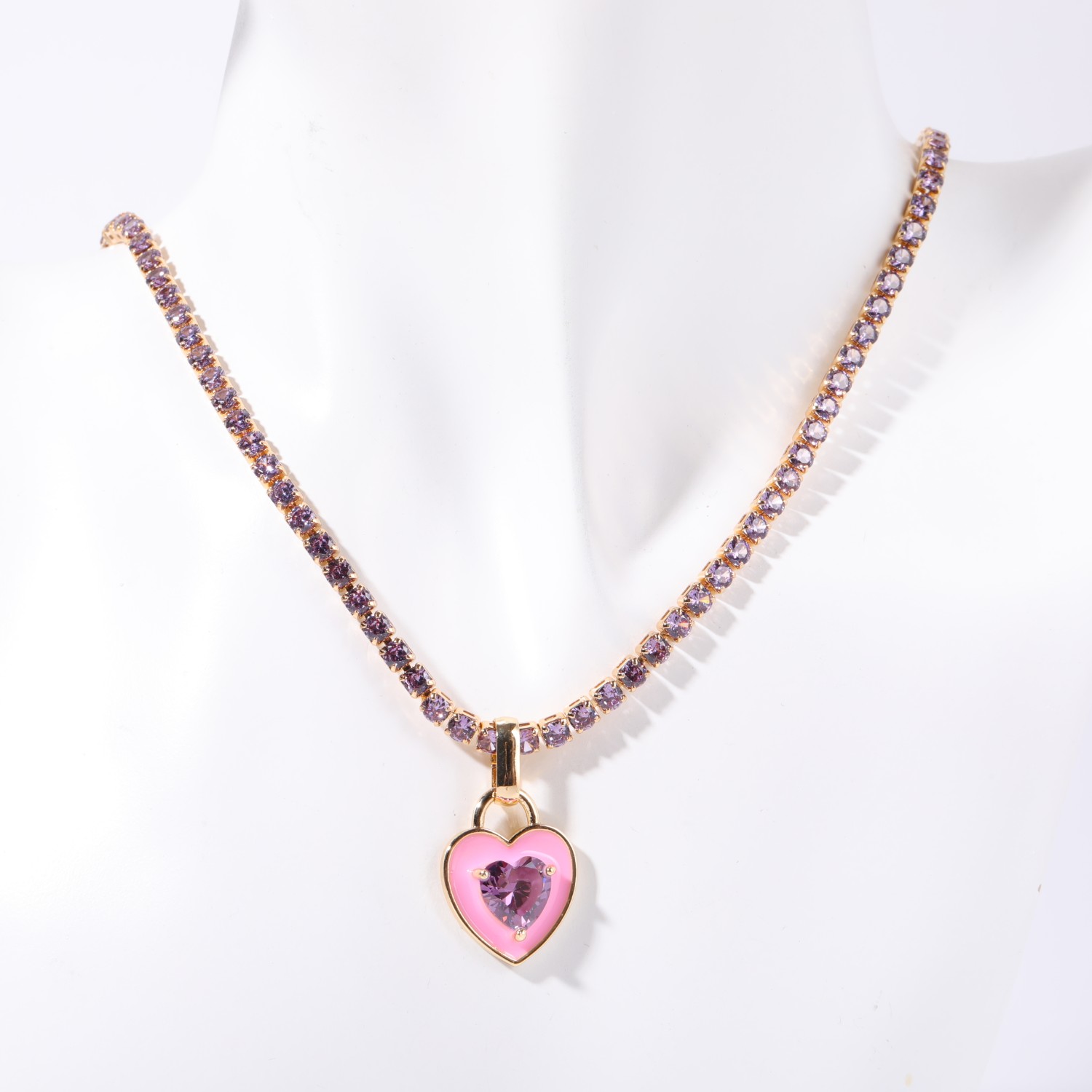 Wholesale Casual Simple Style Heart Shape Copper Plating Inlay Zircon Pendant Necklace display picture 4