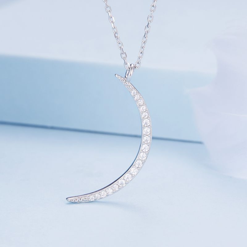 Casual Sun Moon Sterling Silver White Gold Plated Turquoise Zircon Necklace In Bulk display picture 16