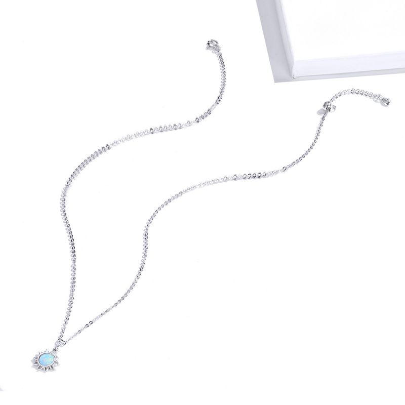 Casual Sun Moon Sterling Silver White Gold Plated Turquoise Zircon Necklace In Bulk display picture 11