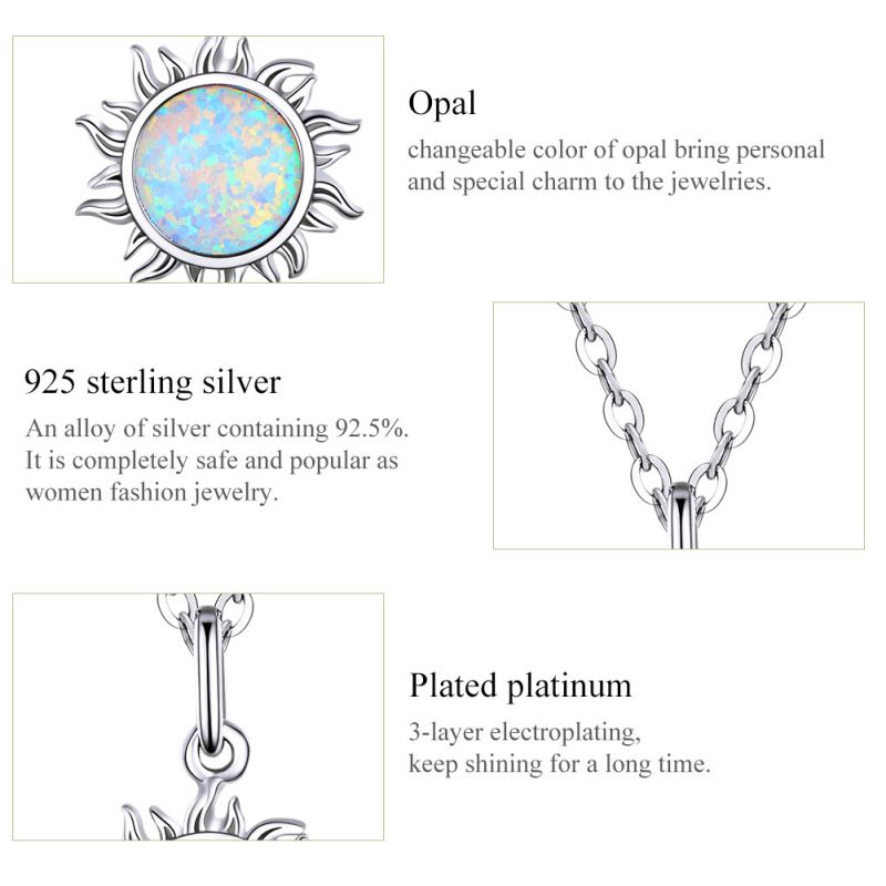 Casual Sun Moon Sterling Silver White Gold Plated Turquoise Zircon Necklace In Bulk display picture 12