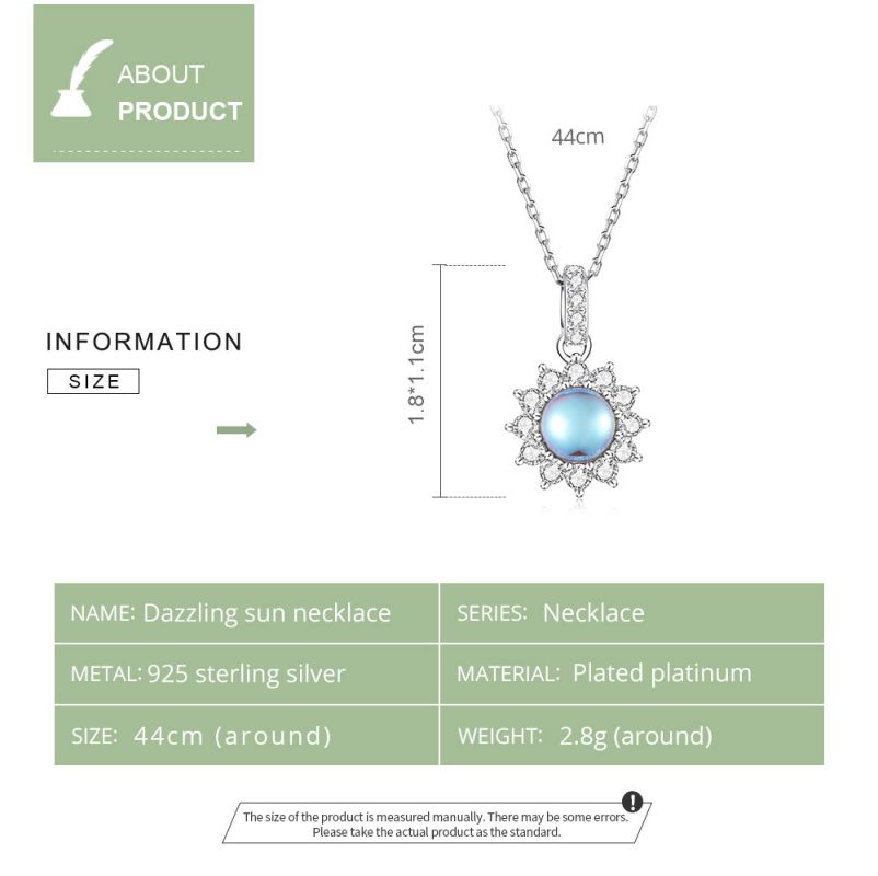 Casual Sun Moon Sterling Silver White Gold Plated Turquoise Zircon Necklace In Bulk display picture 30