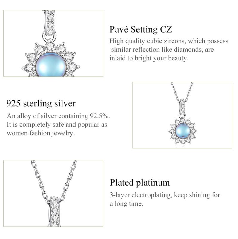 Casual Sun Moon Sterling Silver White Gold Plated Turquoise Zircon Necklace In Bulk display picture 38