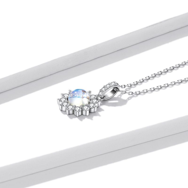 Casual Sun Moon Sterling Silver White Gold Plated Turquoise Zircon Necklace In Bulk display picture 34