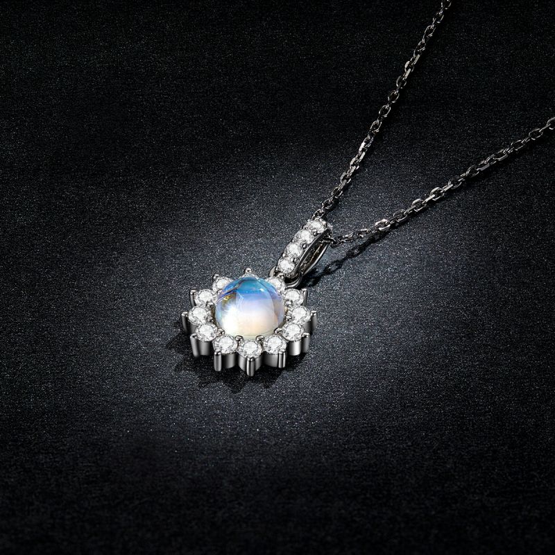Casual Sun Moon Sterling Silver White Gold Plated Turquoise Zircon Necklace In Bulk display picture 39