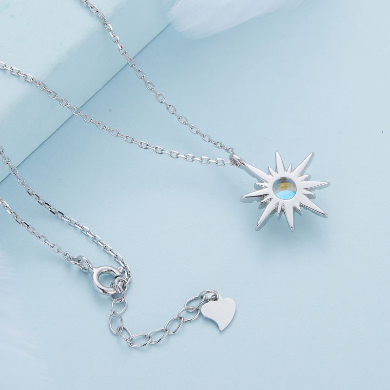 Casual Sun Moon Sterling Silver White Gold Plated Turquoise Zircon Necklace In Bulk display picture 47