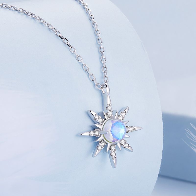Casual Sun Moon Sterling Silver White Gold Plated Turquoise Zircon Necklace In Bulk display picture 49