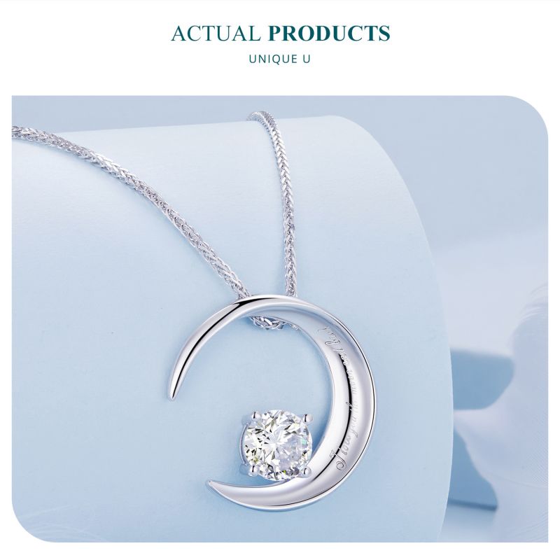 Casual Sun Moon Sterling Silver White Gold Plated Turquoise Zircon Necklace In Bulk display picture 56