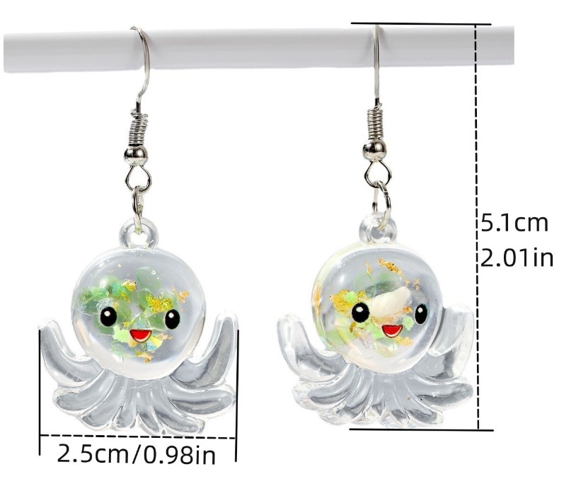 Wholesale Jewelry Cartoon Style Cute Octopus Plastic Resin Luminous Transparent Drop Earrings display picture 5