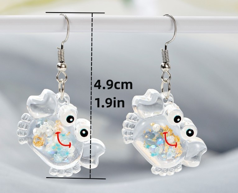 Wholesale Jewelry Cartoon Style Cute Crab Plastic Resin Luminous Transparent Drop Earrings display picture 5