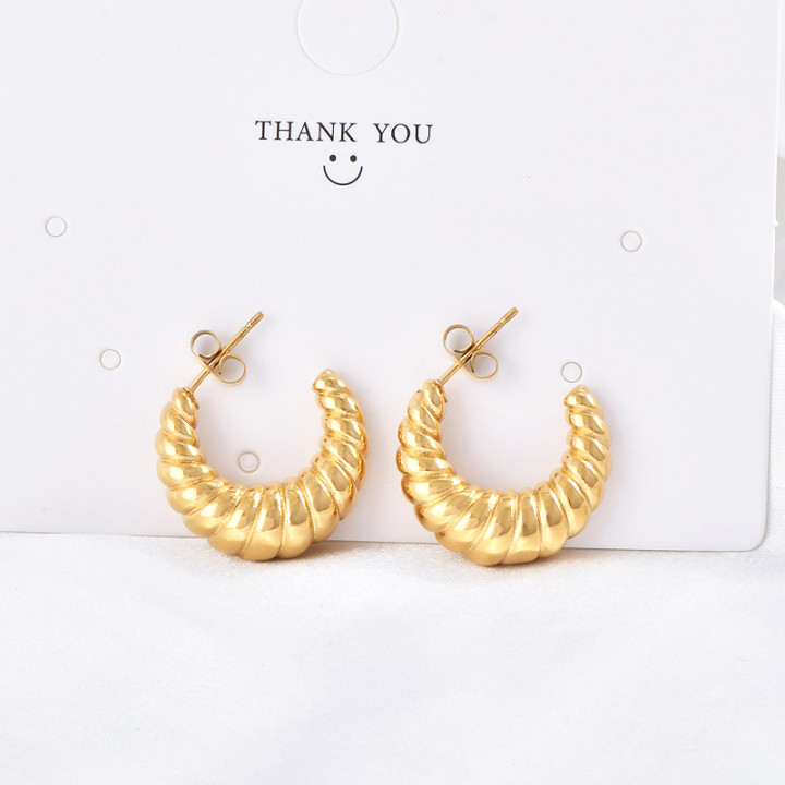 1 Pair Ig Style Classic Style C Shape Stainless Steel 14k Gold Plated Ear Studs display picture 1