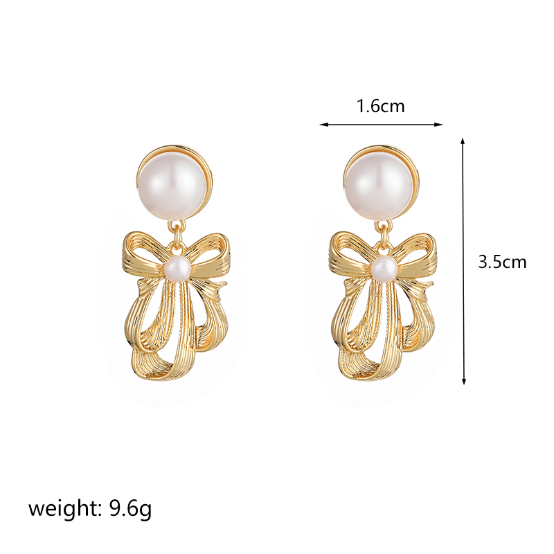 1 Pair Ig Style Rose Plating Metal Inlay Copper Freshwater Pearl 18k Gold Plated Drop Earrings display picture 5