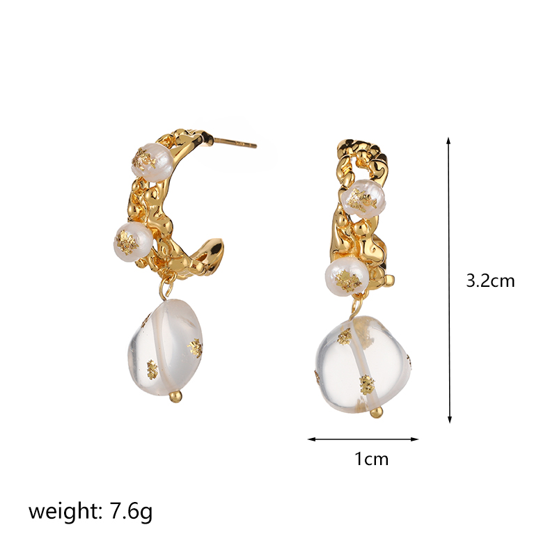 1 Pair Fairy Style Flower Plating Inlay Copper Artificial Crystal Freshwater Pearl 18k Gold Plated Hoop Earrings Drop Earrings display picture 1