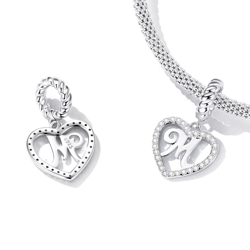 Casual Letter Heart Shape Sterling Silver White Gold Plated Zircon Pendant Necklace In Bulk display picture 2