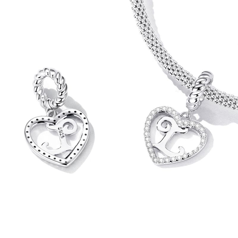 Casual Letter Heart Shape Sterling Silver White Gold Plated Zircon Pendant Necklace In Bulk display picture 10