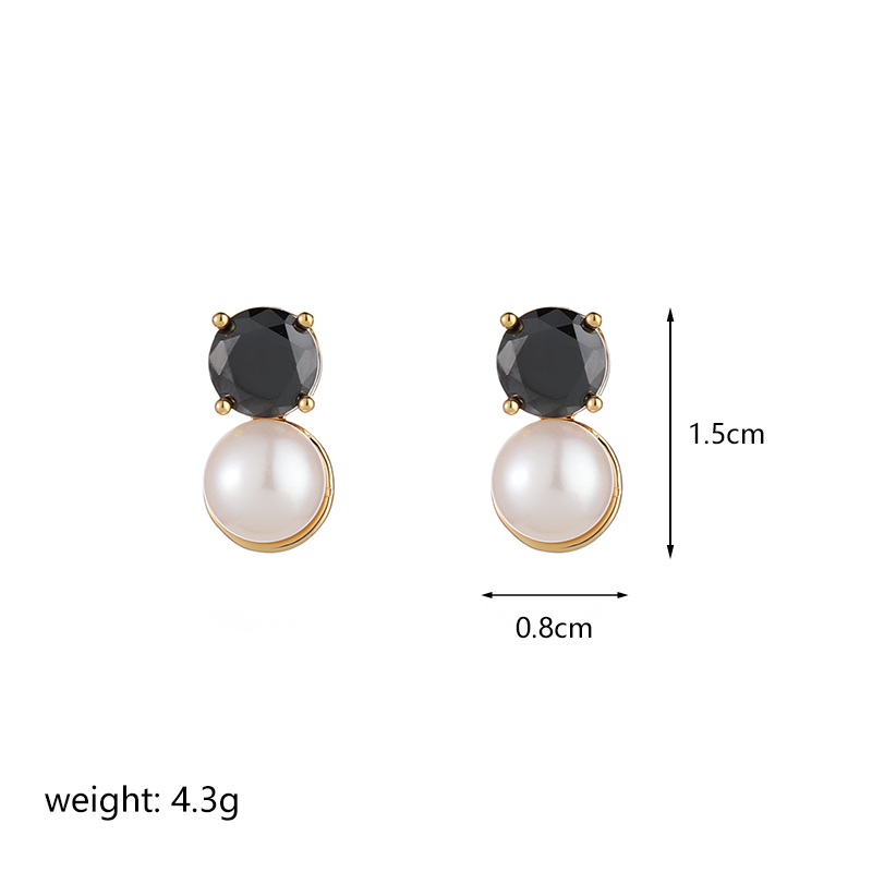 1 Pair Ig Style Round Plating Inlay Copper Freshwater Pearl Zircon 18k Gold Plated Drop Earrings display picture 1