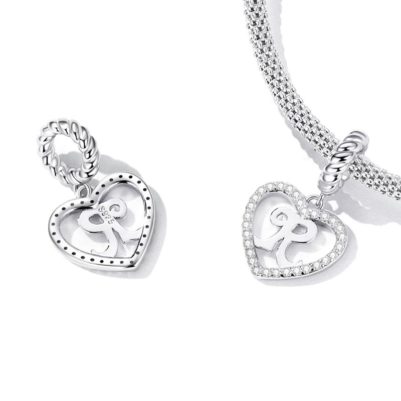 Casual Letter Heart Shape Sterling Silver White Gold Plated Zircon Pendant Necklace In Bulk display picture 12