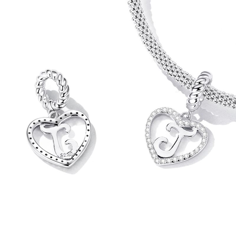 Casual Letter Heart Shape Sterling Silver White Gold Plated Zircon Pendant Necklace In Bulk display picture 13