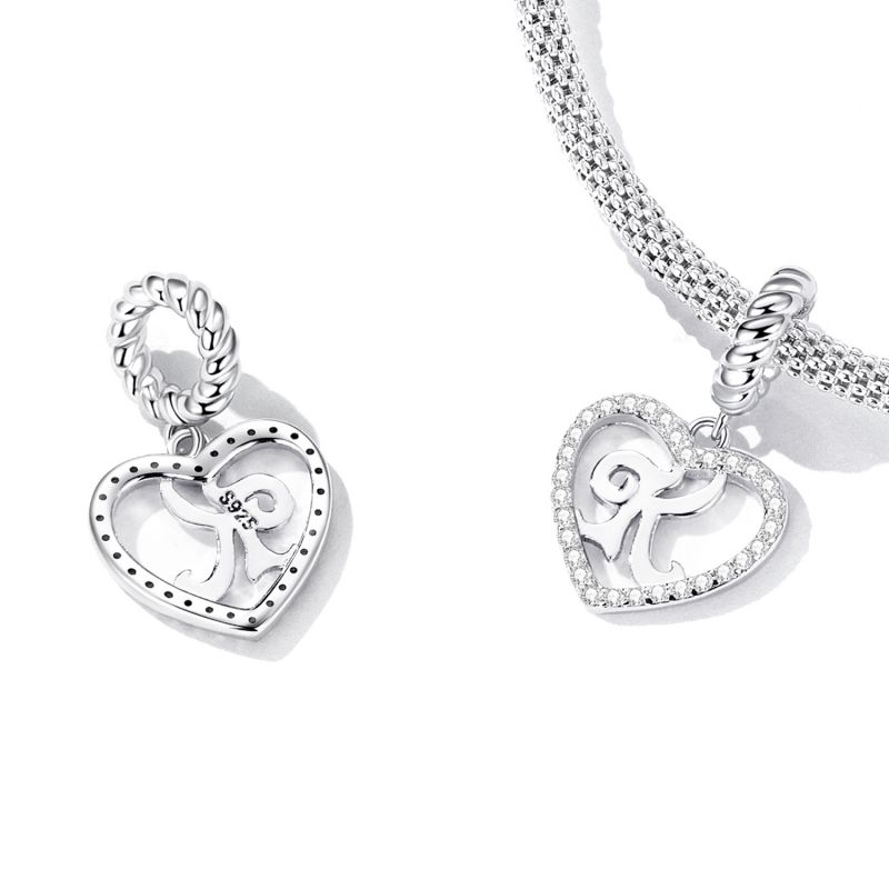 Casual Letter Heart Shape Sterling Silver White Gold Plated Zircon Pendant Necklace In Bulk display picture 14