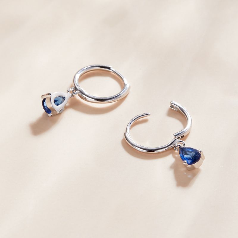 1 Pair Simple Style Water Droplets Inlay Sterling Silver Zircon Hoop Earrings display picture 2
