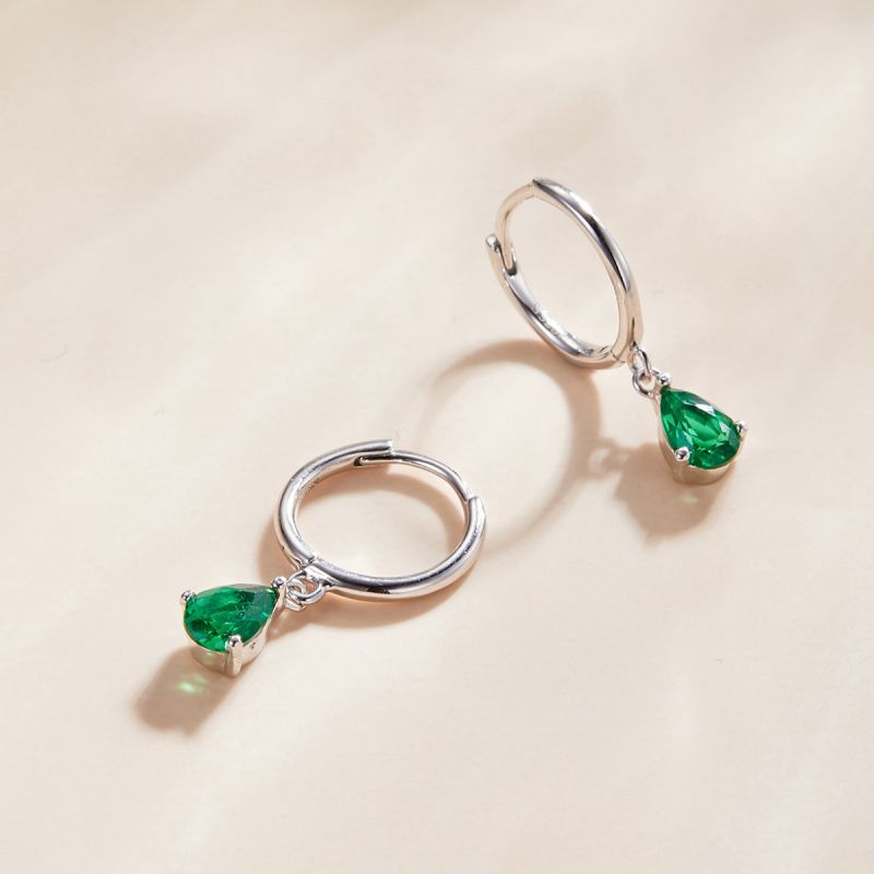 1 Pair Simple Style Water Droplets Inlay Sterling Silver Zircon Hoop Earrings display picture 1