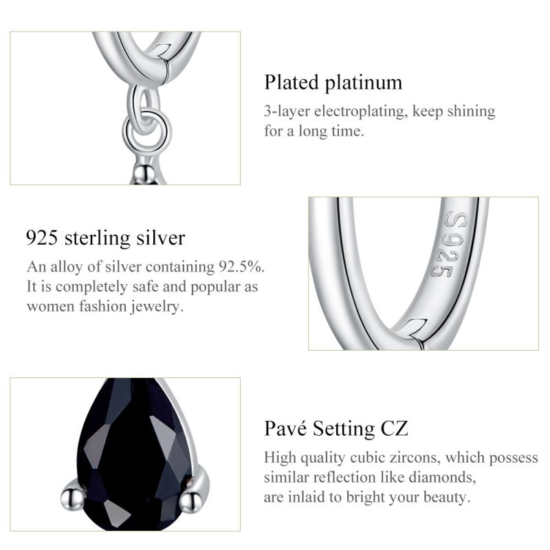 1 Pair Simple Style Water Droplets Inlay Sterling Silver Zircon Hoop Earrings display picture 4