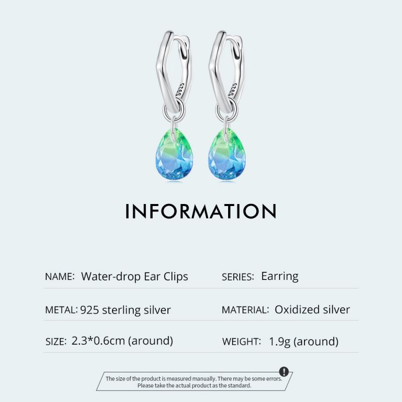1 Pair Simple Style Water Droplets Inlay Sterling Silver Zircon Hoop Earrings display picture 17