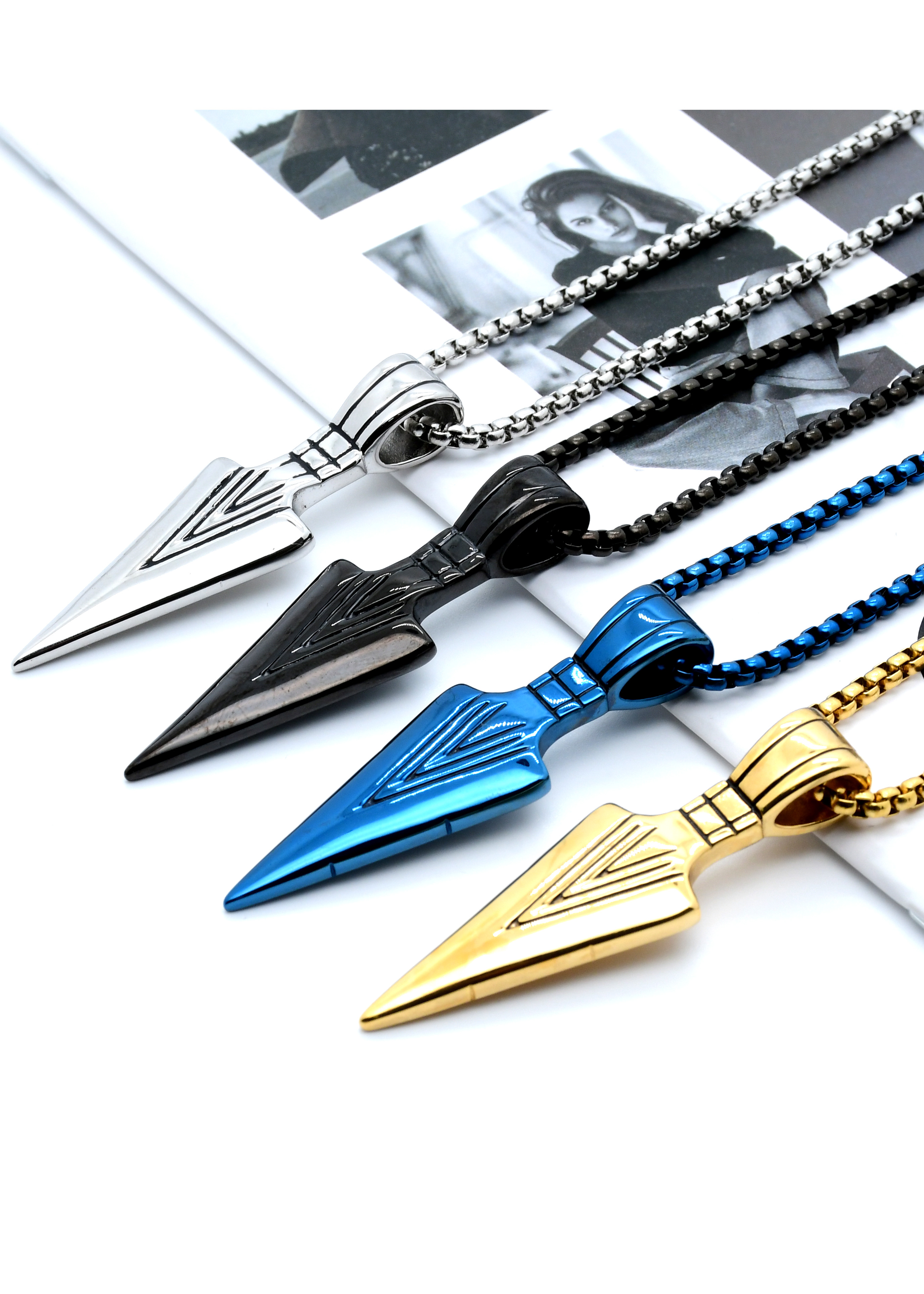 Punk Simple Style Classic Style Arrow Stainless Steel Plating Chain 18k Gold Plated Unisex Pendant Necklace display picture 6