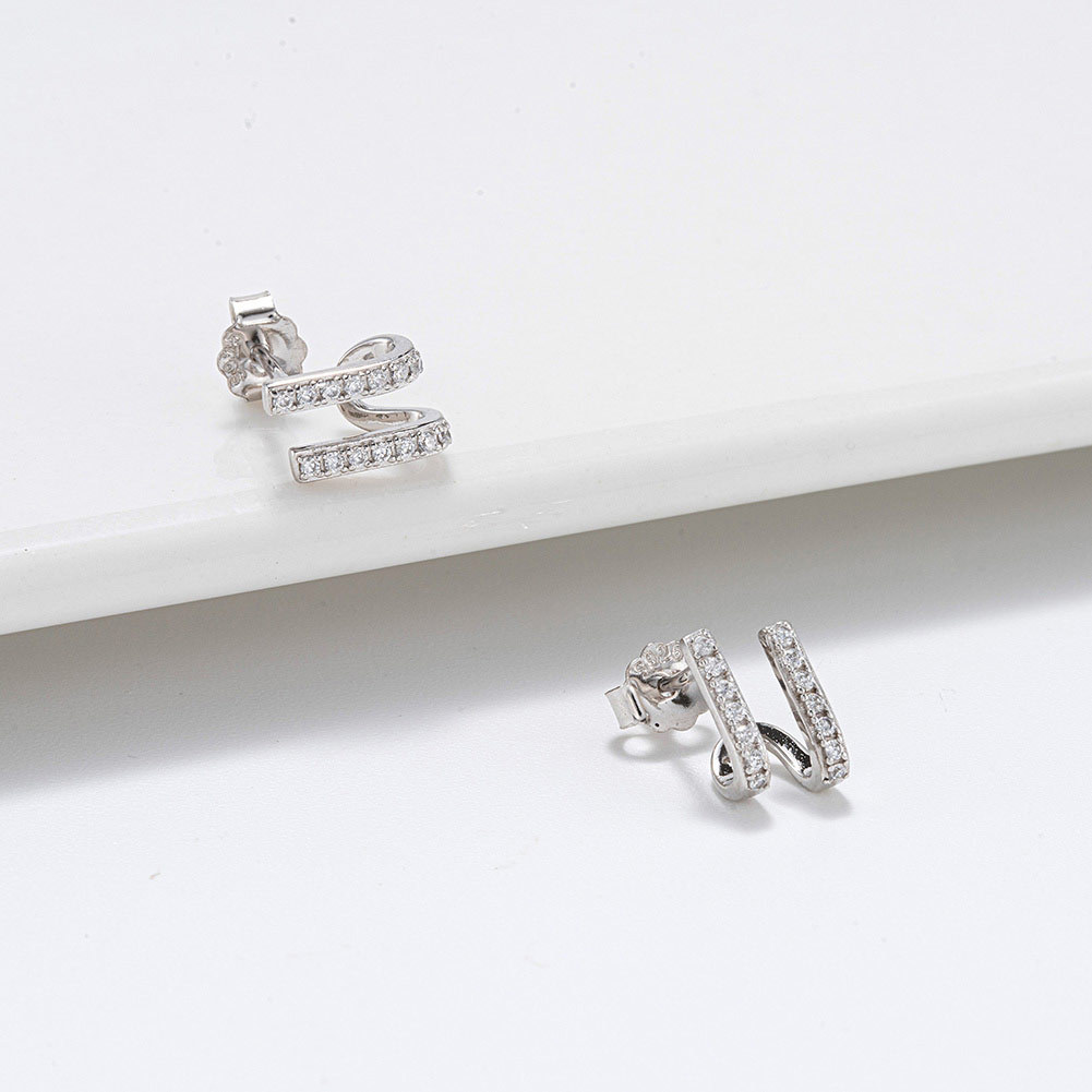 1 Pair Casual Sweet Simple Style U Shape Polishing Plating Inlay Sterling Silver Zircon 14k Gold Plated White Gold Plated Silver Plated Ear Studs display picture 1
