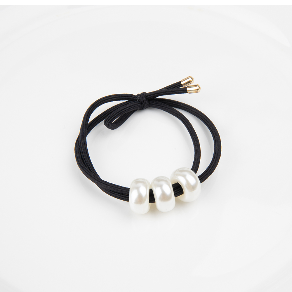 Simple Style Solid Color Artificial Pearl Elastic Band Beaded Hair Tie display picture 1