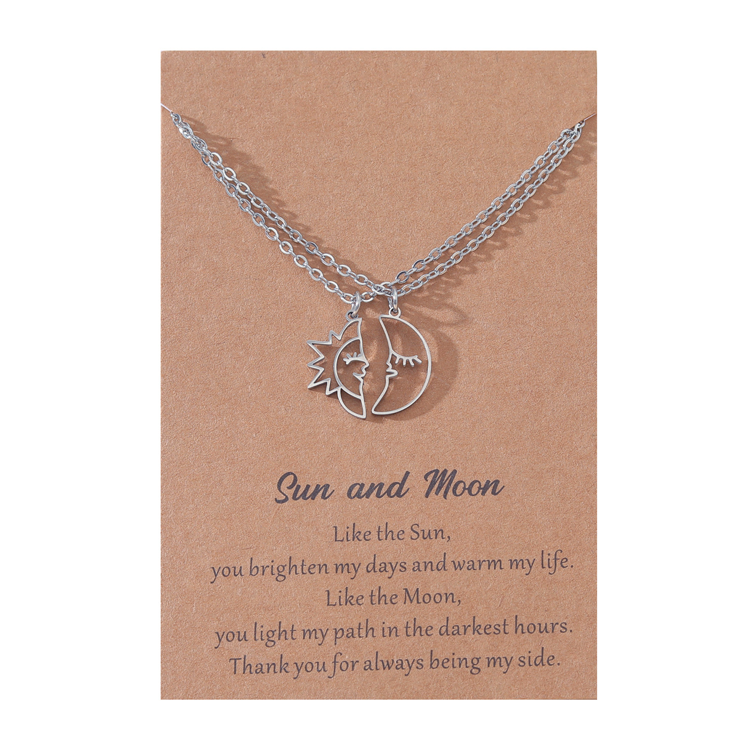 Simple Style Sun Moon Stainless Steel Pendant Necklace display picture 5