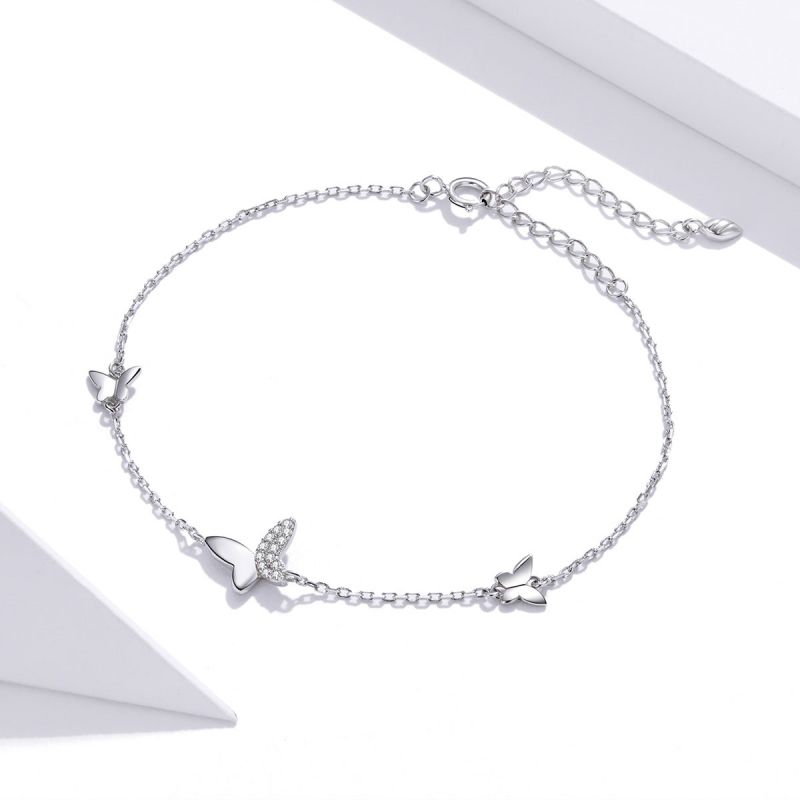 Décontractée Mignon Forme De Cœur Chat Papillon Argent Sterling Or Blanc Plaqué Zircon Bracelets En Masse display picture 23