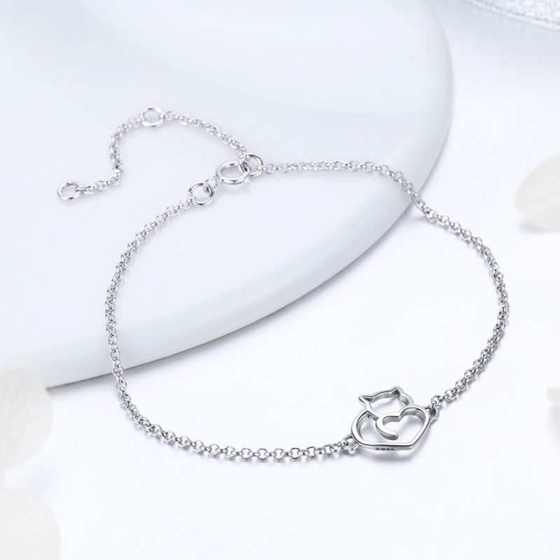 Décontractée Mignon Forme De Cœur Chat Papillon Argent Sterling Or Blanc Plaqué Zircon Bracelets En Masse display picture 62