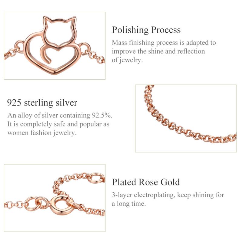 Casual Cute Heart Shape Cat Butterfly Sterling Silver White Gold Plated Zircon Bracelets In Bulk display picture 69