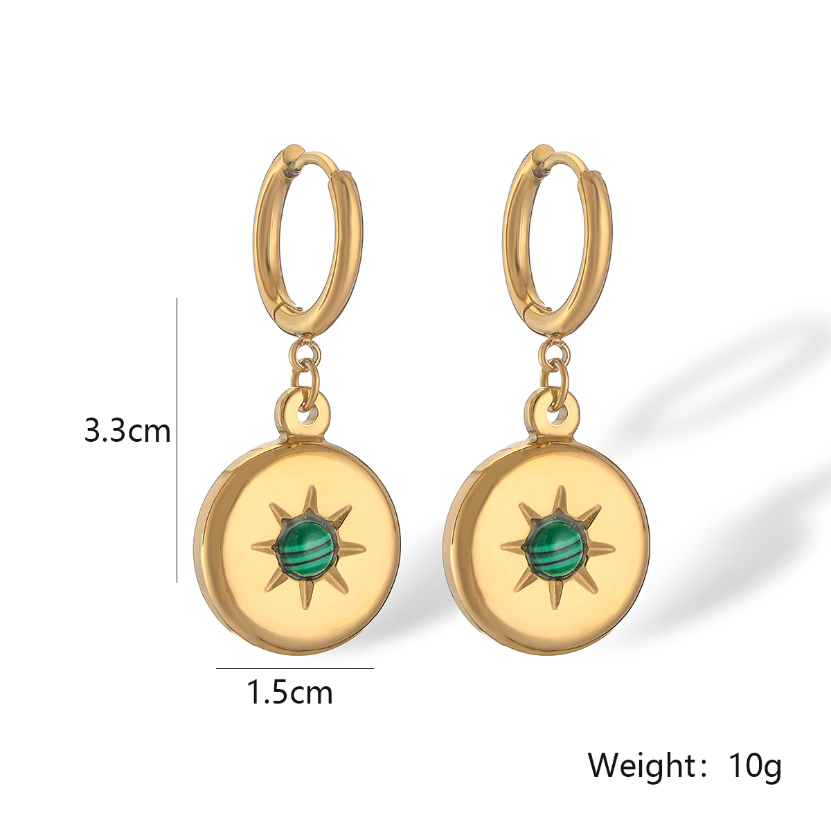 1 Pair Simple Style Star Heart Shape Plating Inlay 304 Stainless Steel Shell 18K Gold Plated Drop Earrings display picture 2