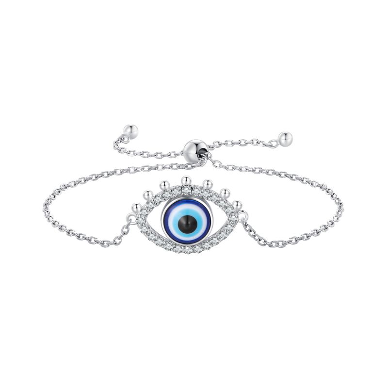 Casual Devil's Eye Sterling Silver White Gold Plated Zircon Bracelets In Bulk display picture 13