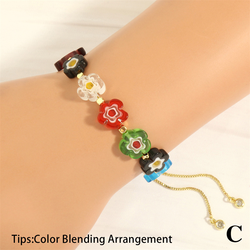 Bohemian Flower Glass Beaded Plating 18k Gold Plated Women's Bracelets display picture 7