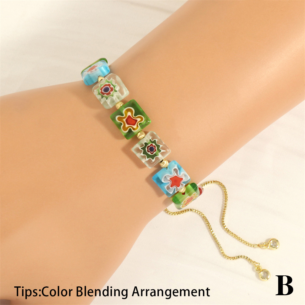 Bohemian Flower Glass Beaded Plating 18k Gold Plated Women's Bracelets display picture 6