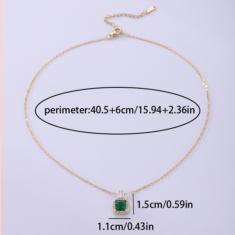 Vintage Style Square Stainless Steel Plating Inlay Zircon 18k Gold Plated Pendant Necklace display picture 7