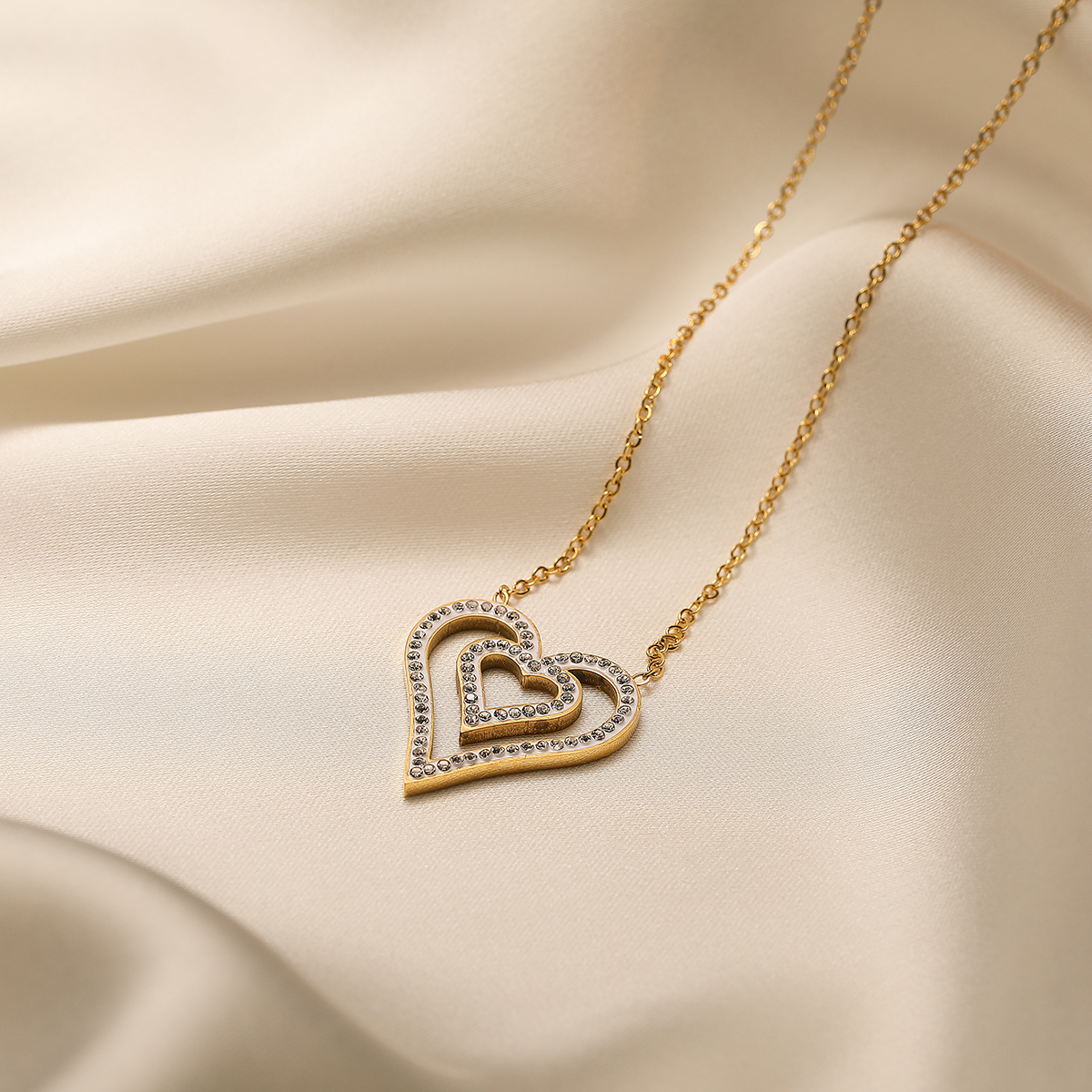 Simple Style Heart Shape Titanium Steel Plating Inlay Zircon 18k Gold Plated Pendant Necklace display picture 2