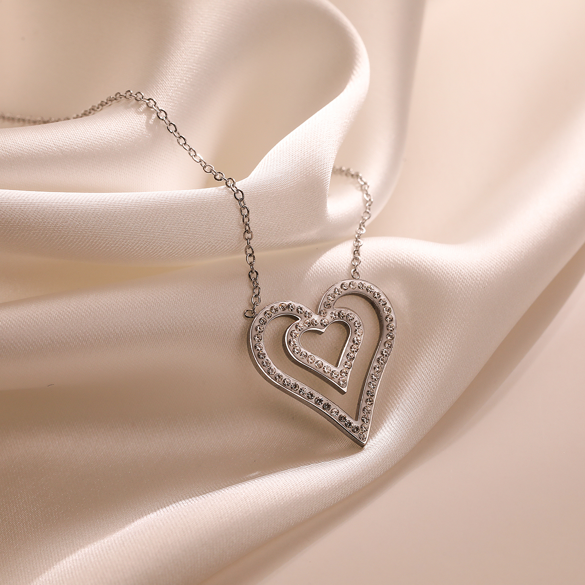 Simple Style Heart Shape Titanium Steel Plating Inlay Zircon 18k Gold Plated Pendant Necklace display picture 3