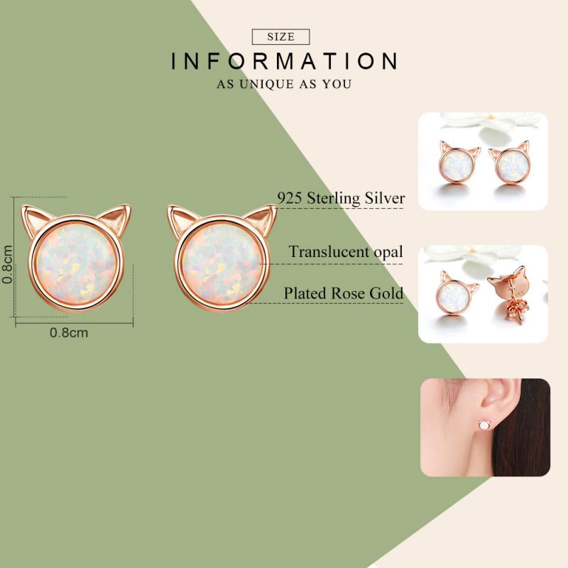 1 Pair Cute Simple Style Paw Print Cat Inlay Sterling Silver Zircon Ear Studs display picture 14