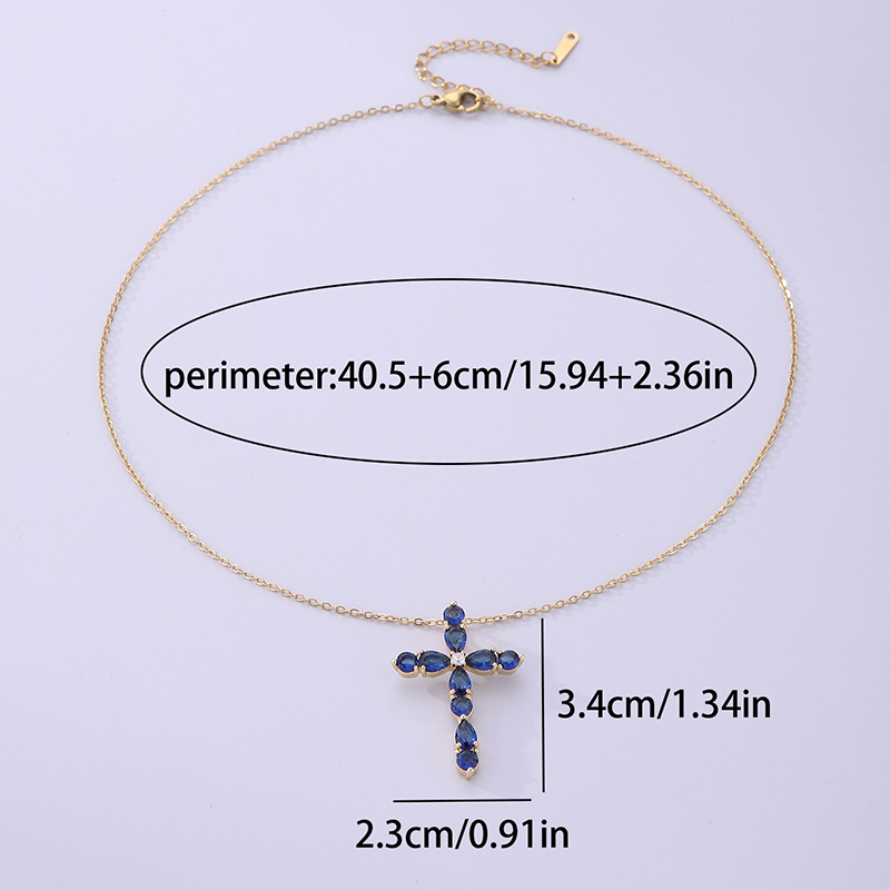 Vintage Style Cross Stainless Steel Plating Inlay Zircon 18k Gold Plated Pendant Necklace display picture 4