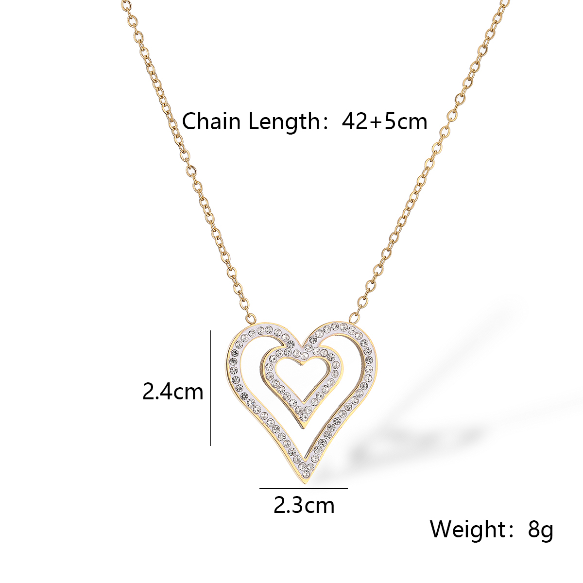 Simple Style Heart Shape Titanium Steel Plating Inlay Zircon 18k Gold Plated Pendant Necklace display picture 1