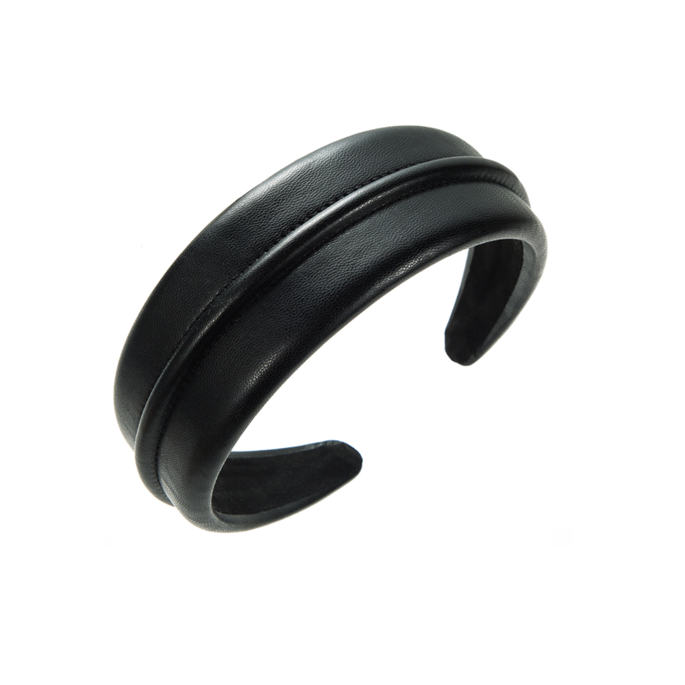 Streetwear Solid Color Pu Leather Cloth Sewing Hair Band display picture 8