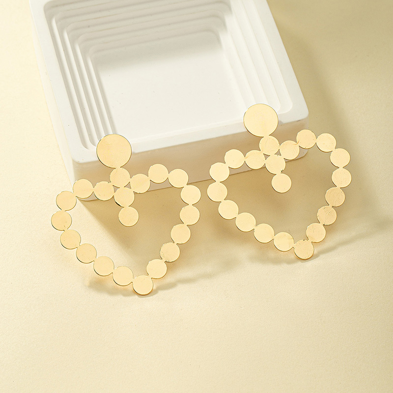 Wholesale Jewelry Simple Style Korean Style Heart Shape Alloy 14k Gold Plated Plating Drop Earrings display picture 3